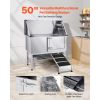 Stainless Steel Dog Washing Station, 50 inch Pet Grooming Tub w/ Ramp, PE Water Filter Board