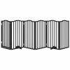 Dog Gate with Door Foldable 6 Panels Black 118.1 " Poplar Wood