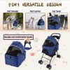 3 in 1 Dog Stroller, 4 Wheels Pet Stroller Dog Stroller for Medium Small Dog Up to 50lbs