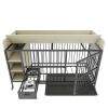 Large pet cage with storage rack, drawers with stainless steel food and water basin, made of iron frame and MDF material, sturdy, exquisite
