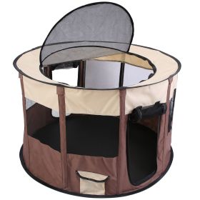 Foldable Playpen for Dog with Carry Bag Portable Travel Waterproof Indoor Outdoor Pet Cage Tent Detachable Upper Cover For Dog Cat Rabbit (Option: PetTentCoffeeS)