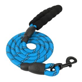 5FT Dog Leash Dog Training Walking Lead w/ Foam Handle Highly Reflective Treads Strong Nylon Dog Rope For Small Medium Dogs (Option: DogLeashBlue)