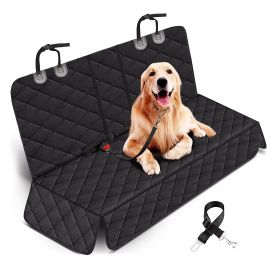 1Pc Dog Car Seat Cover Waterproof Scratchproof Pet Car Rear Protector Mat Pet Back Seat Cover With Dog Seat Belt For Car Truck SUV (Color: Black)